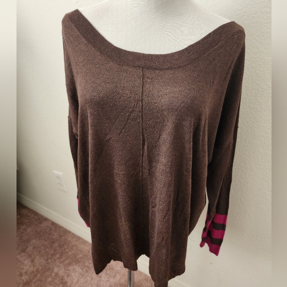 Jockey Long Sleeve Brown Shirt with Pink Stripes